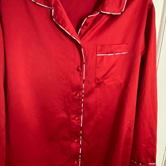 COSMOPOLITAN Classy Red Soft Satin Pajamas Animal Print Trim Sz S - Picture 4 of 6